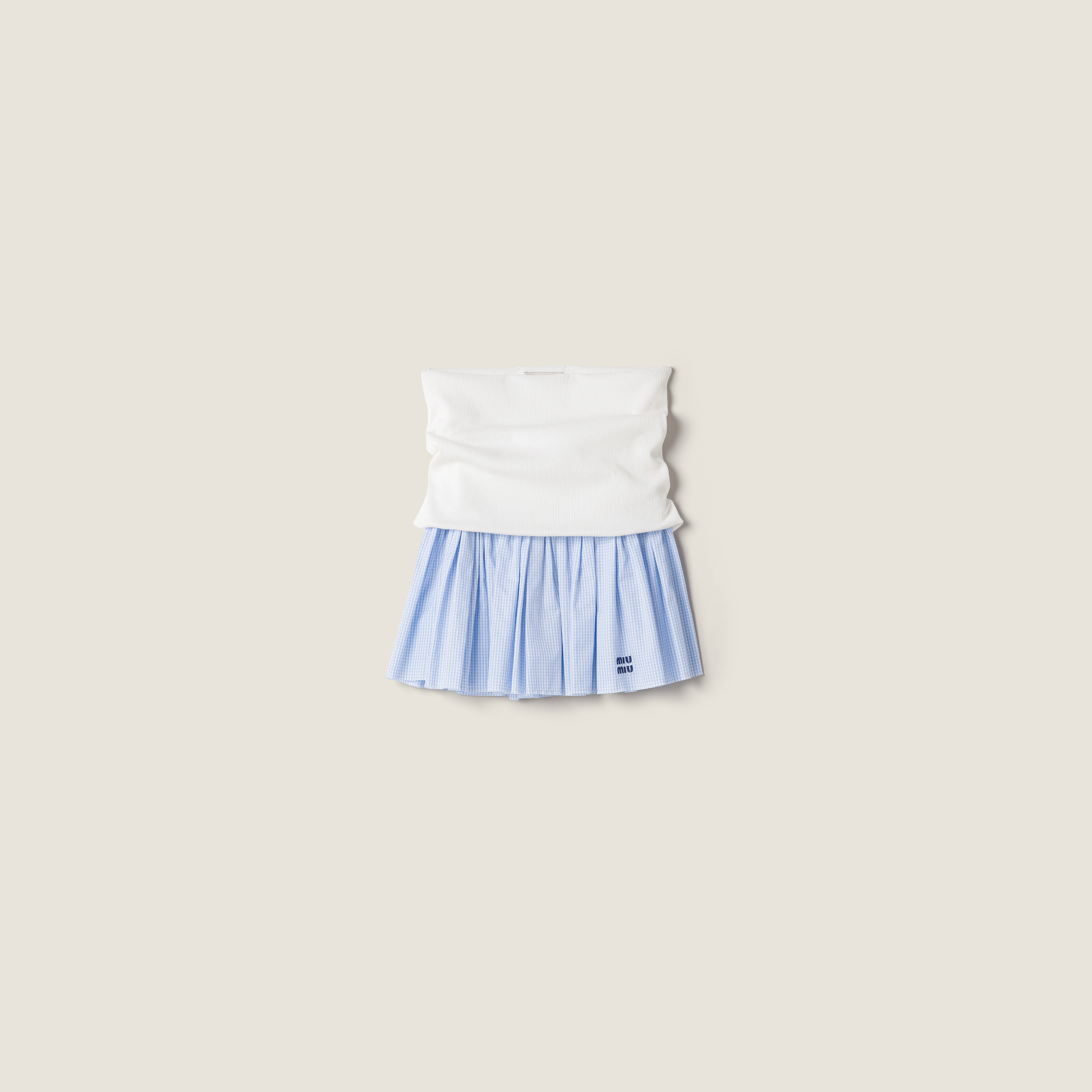 Jersey and poplin miniskirt