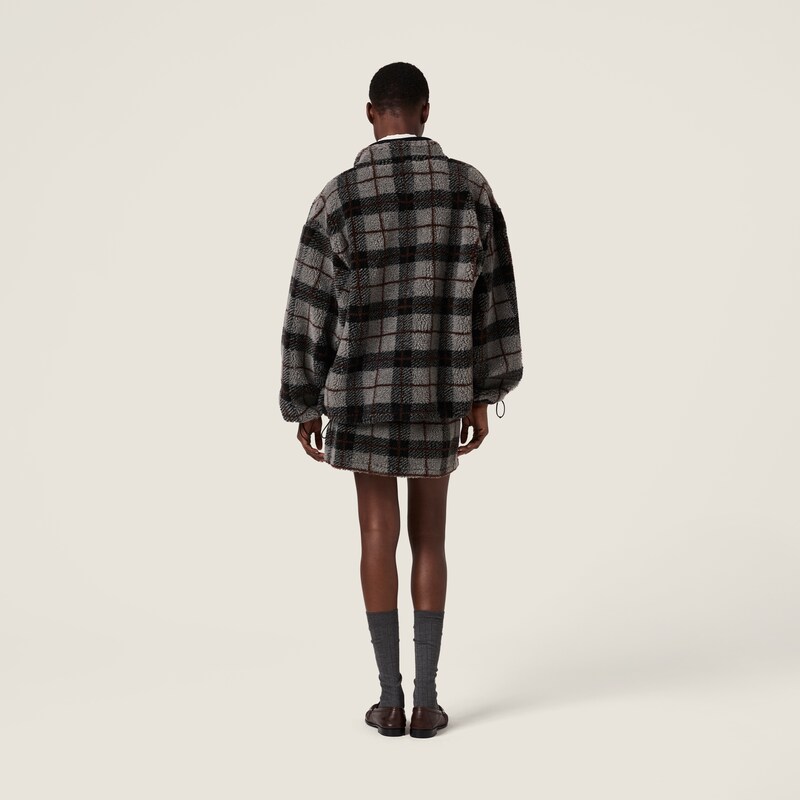 Checked teddy miniskirt