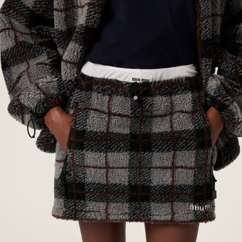 Checked teddy miniskirt