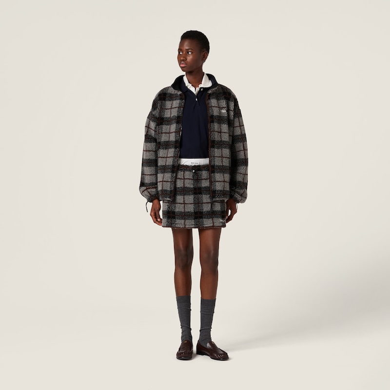 Checked teddy miniskirt