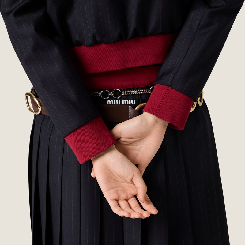 Pleated Pinstripe midi skirt