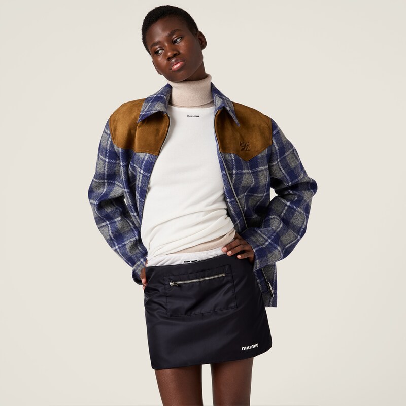 Technical gazar and fleece skirt