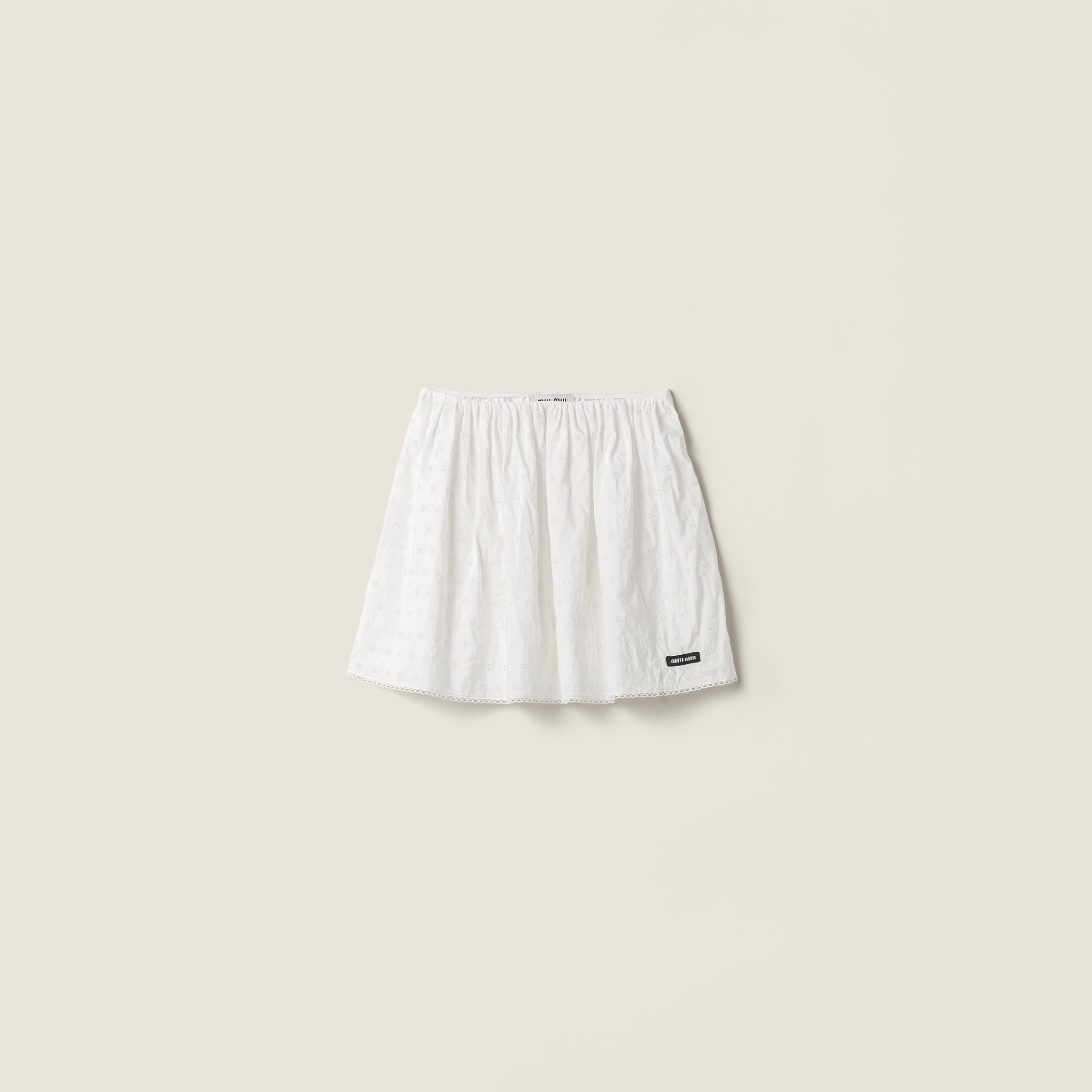 Slubbed eyelet poplin skirt