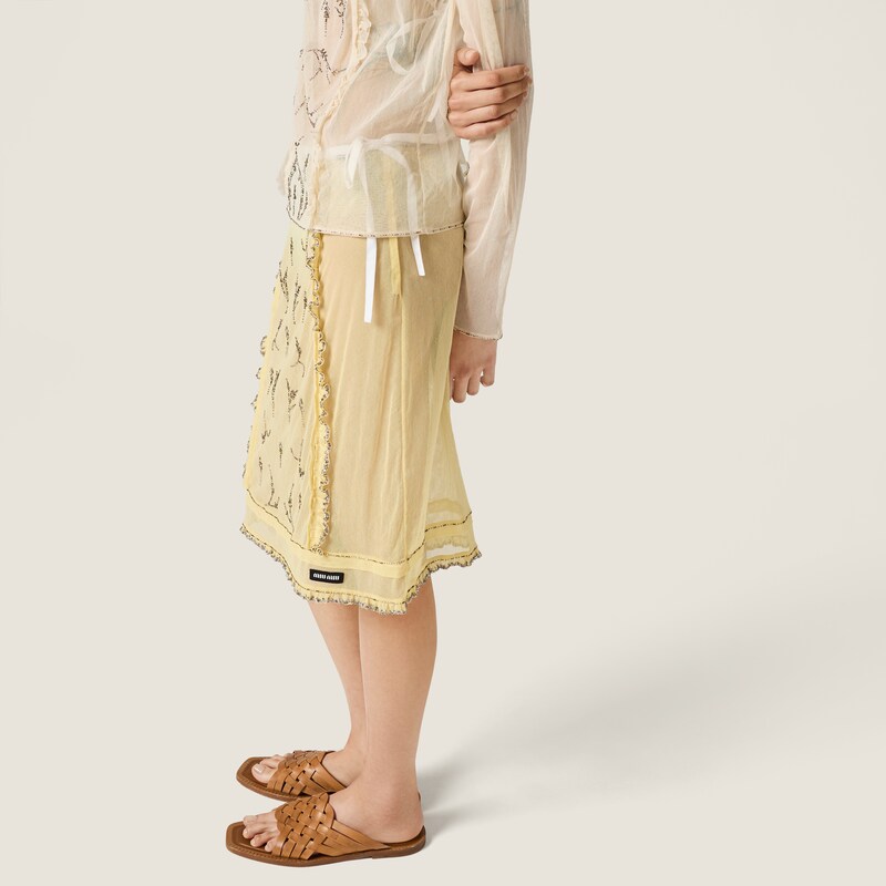 Embroidered tulle skirt