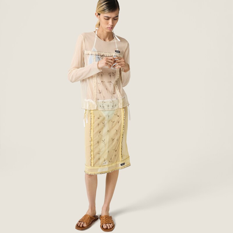 Embroidered tulle skirt