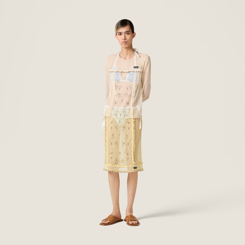 Embroidered tulle skirt