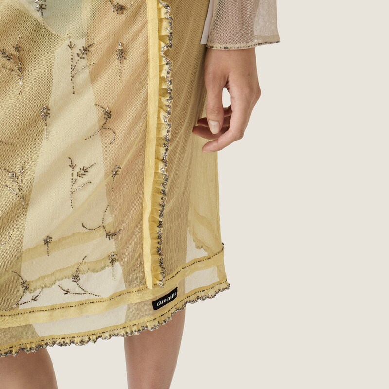 Embroidered tulle skirt