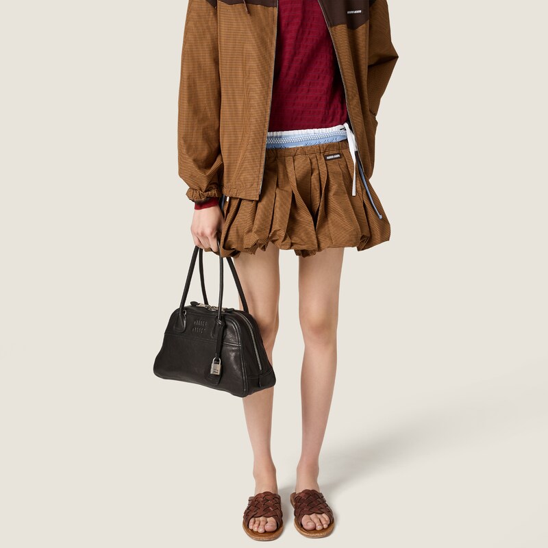 Pleated gingham check miniskirt