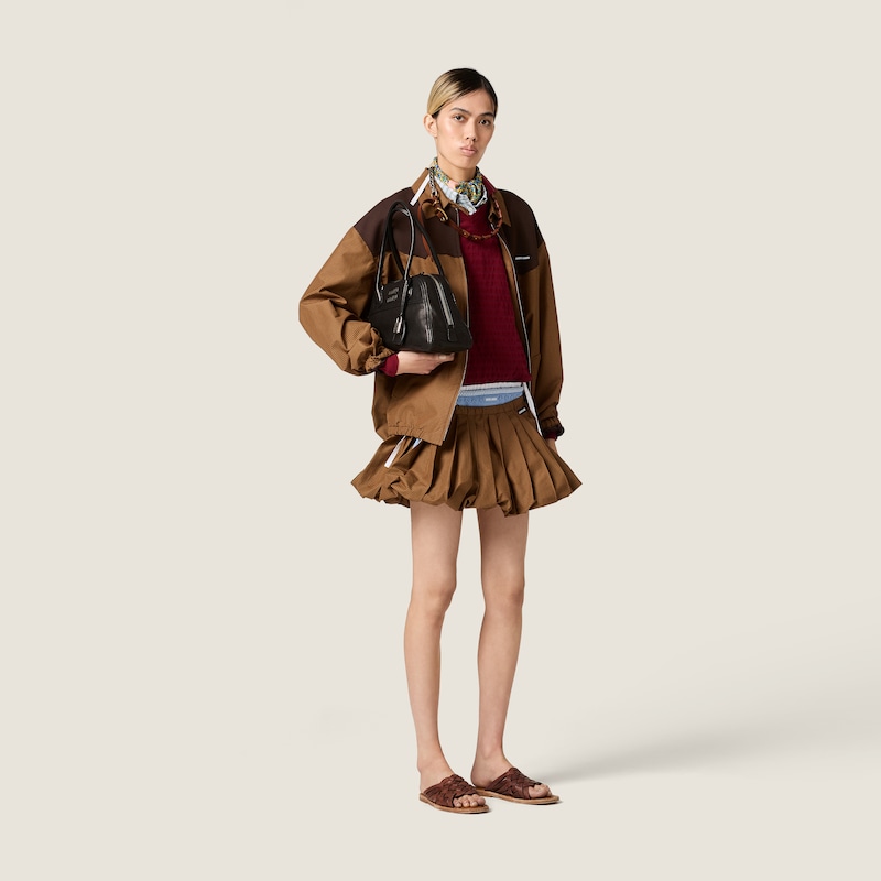 Pleated gingham check miniskirt