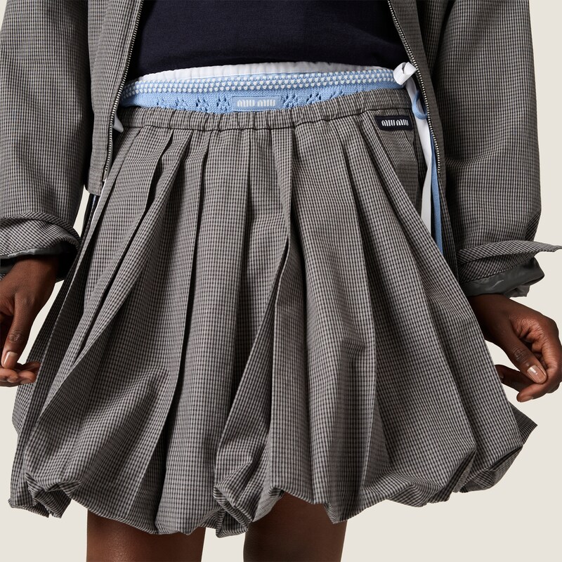 Pleated gingham check skirt