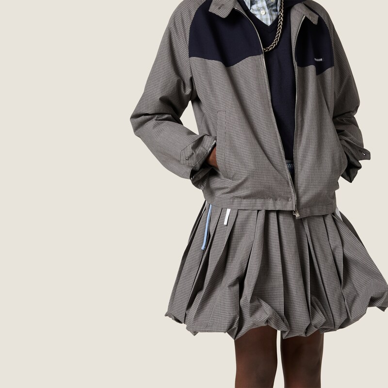 Pleated gingham check skirt