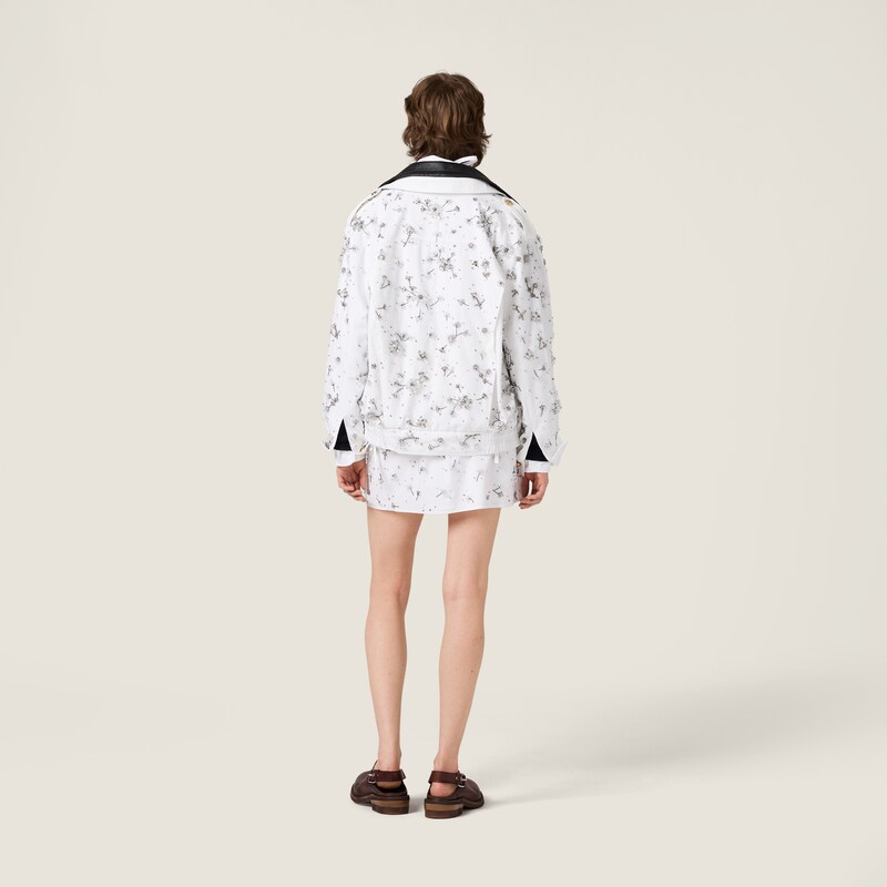 Embroidered poplin miniskirt