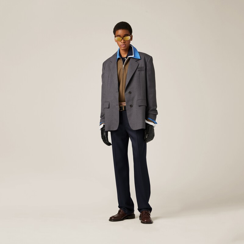 Single-breasted gabardine jacket