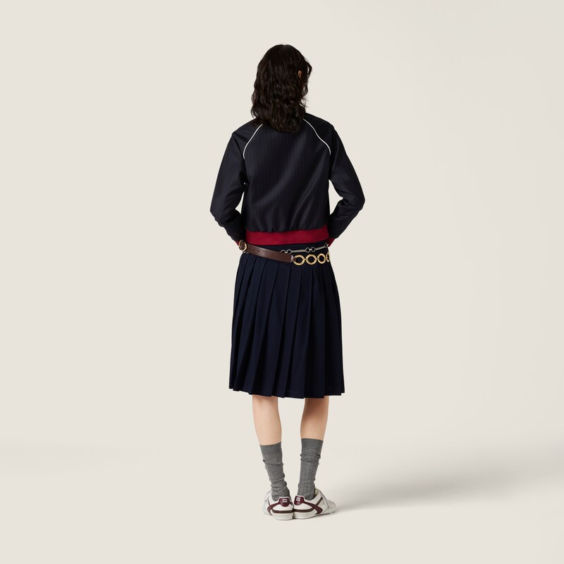 Pleated garment-dyed jersey skirt