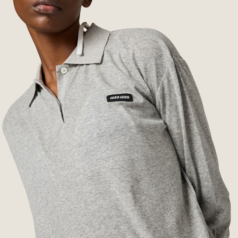 Ribbed jersey polo shirt