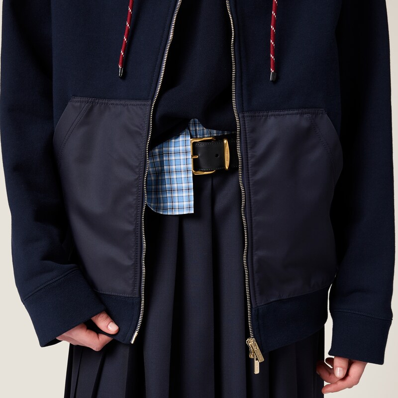 Cotton fleece zipper hoodie