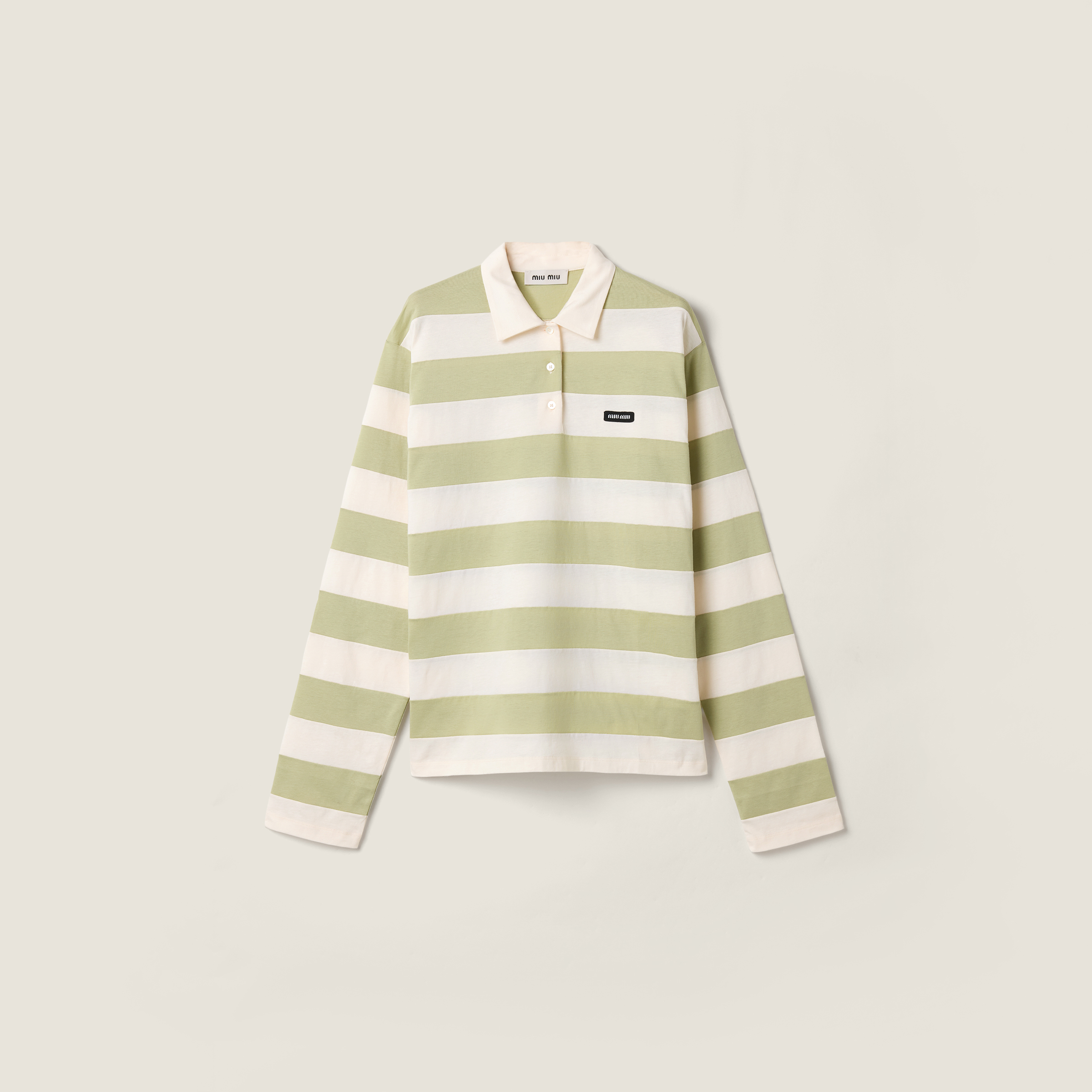 Striped jersey polo shirt