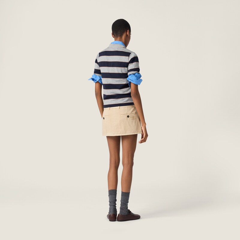 Striped jersey polo shirt