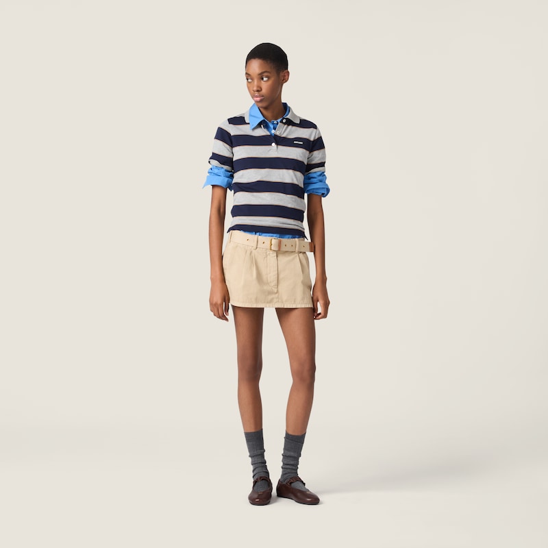 Striped jersey polo shirt