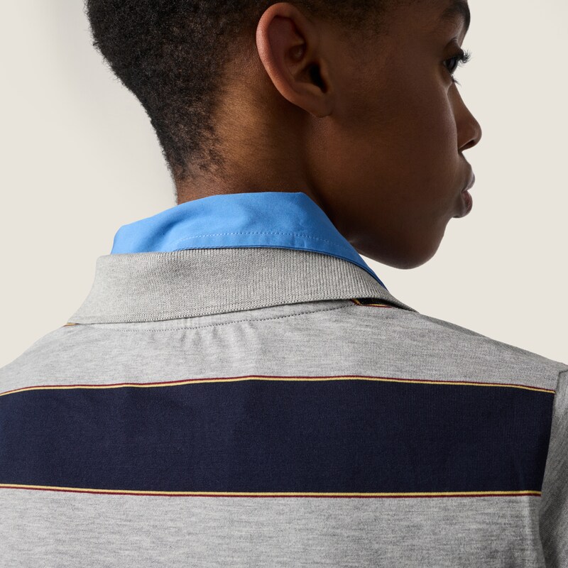 Striped jersey polo shirt