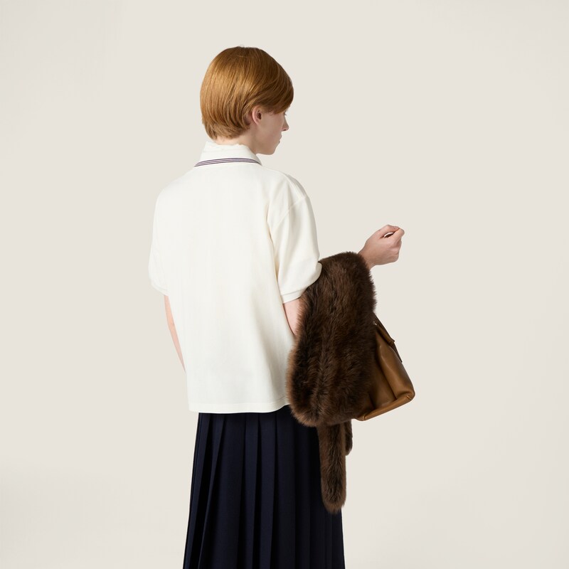 Cotton piqué zippered polo shirt
