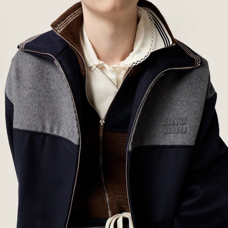 Cotton piqué zippered polo shirt
