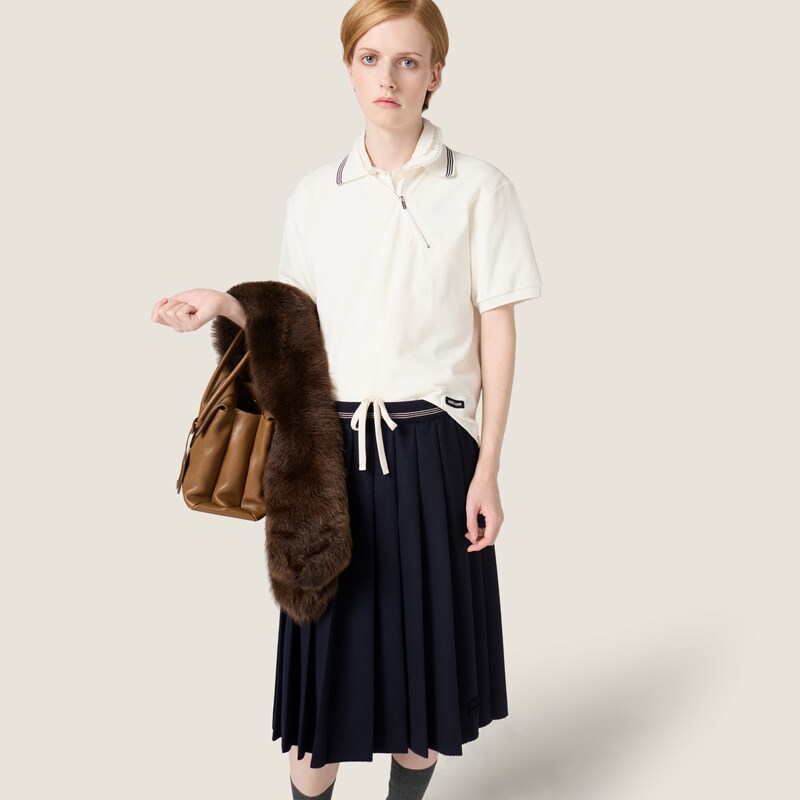 Cotton piqué zippered polo shirt