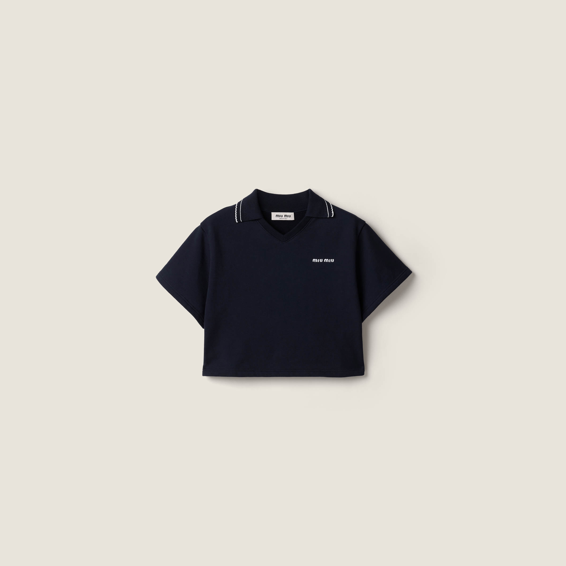 Cropped cotton fleece sweatshirt