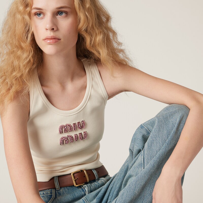 Ribbed jersey top