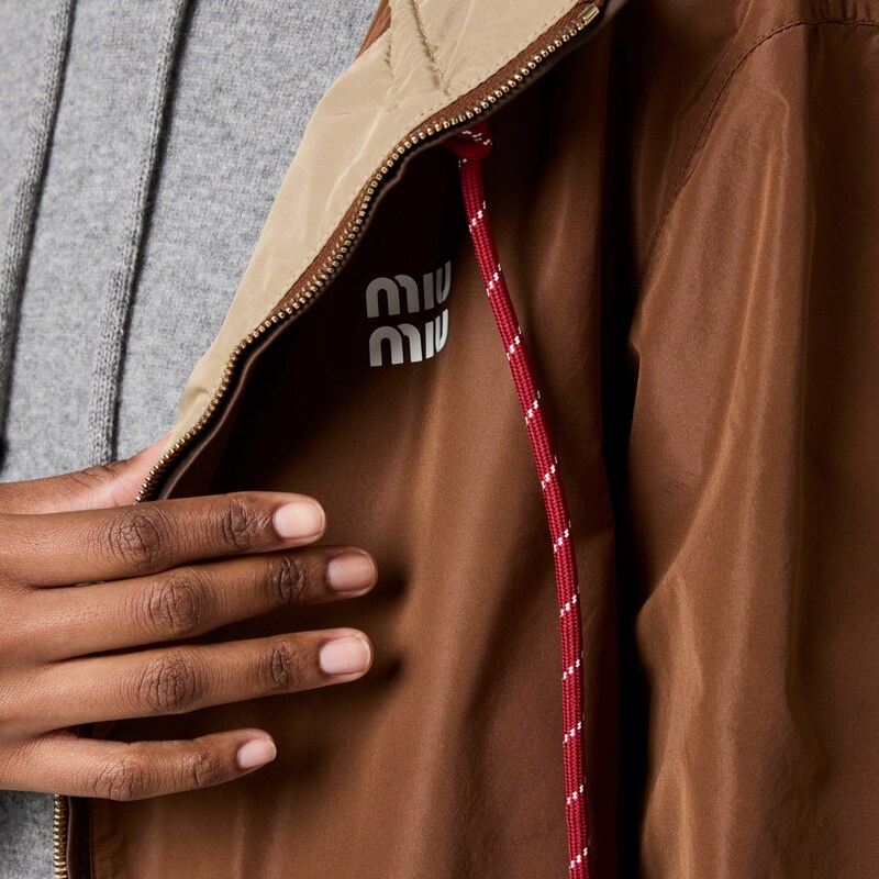 Technical fabric hoodie jacket