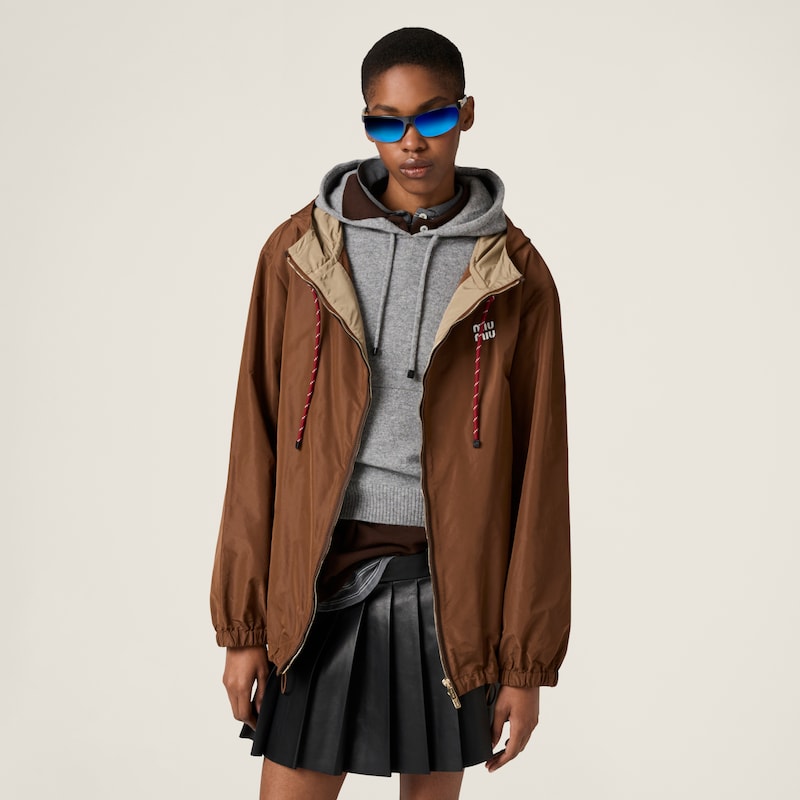 Technical fabric hoodie jacket