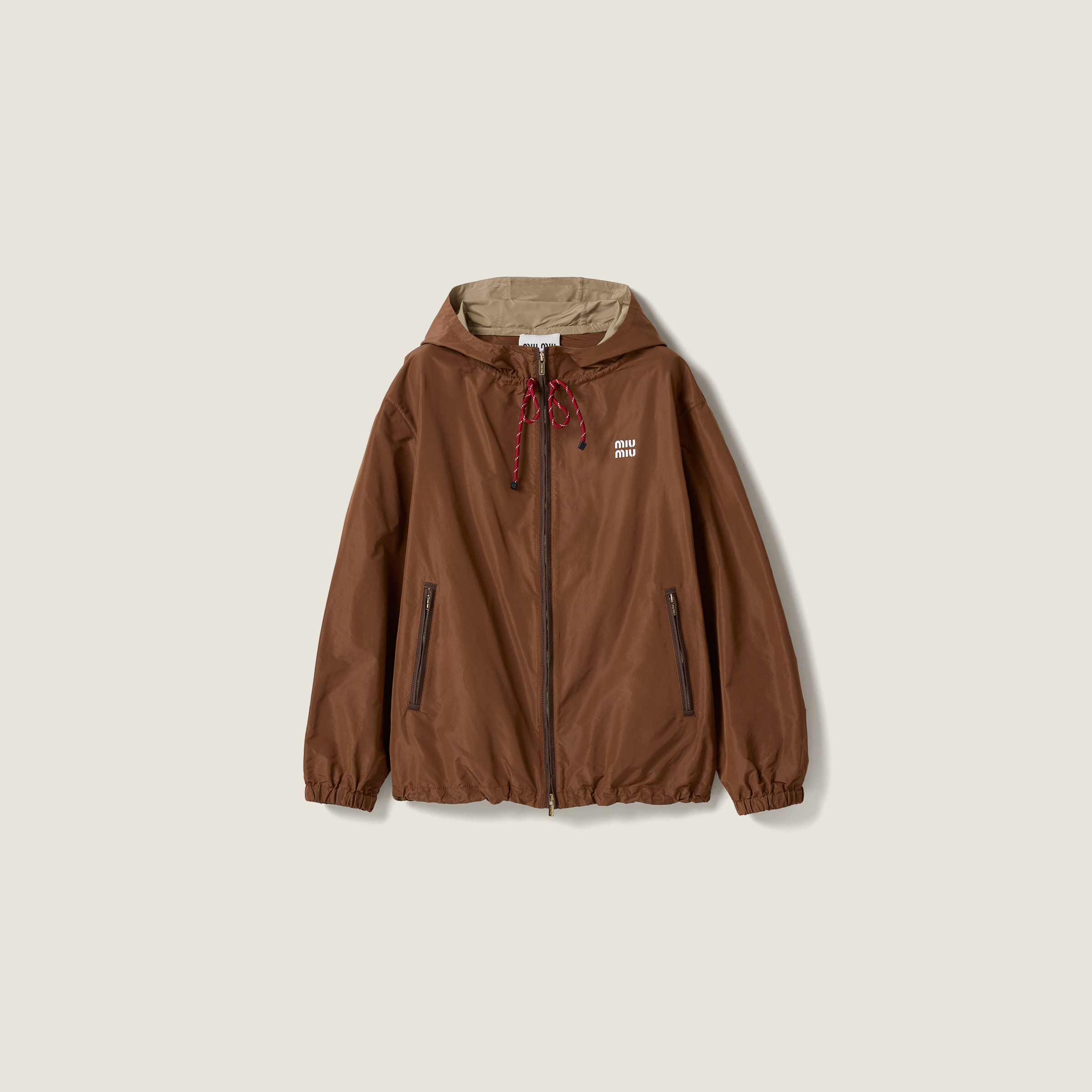 Technical fabric hoodie jacket