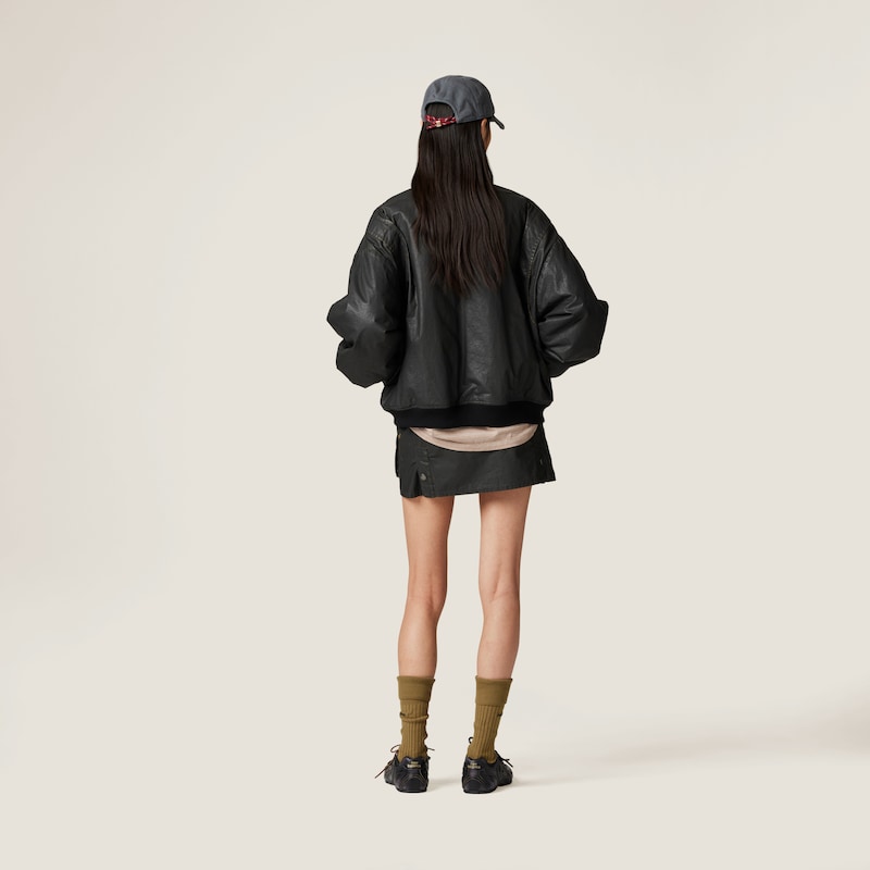 Resin-finish poplin bomber jacket