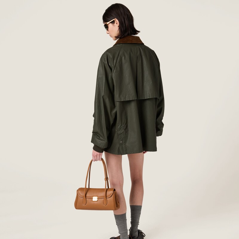 Resin-finish poplin caban jacket