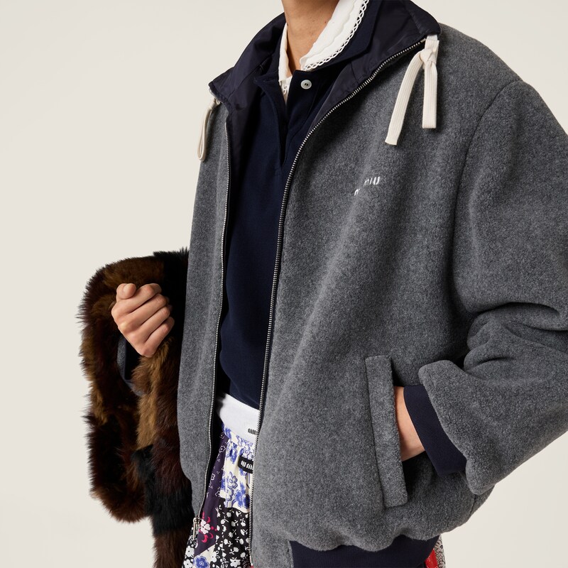 Technical gazar and fleece bomber jacket