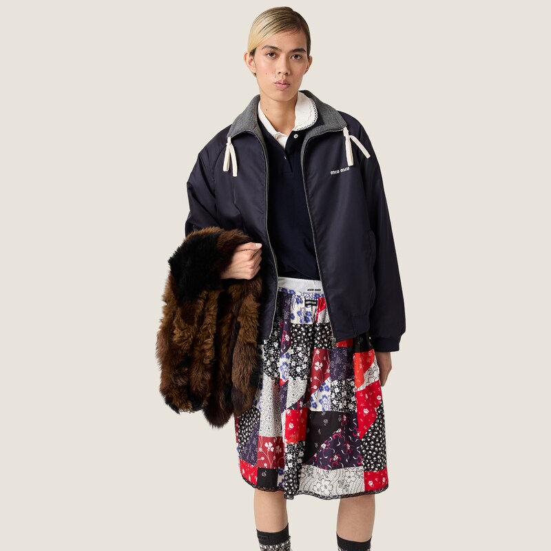 Technical gazar and fleece bomber jacket