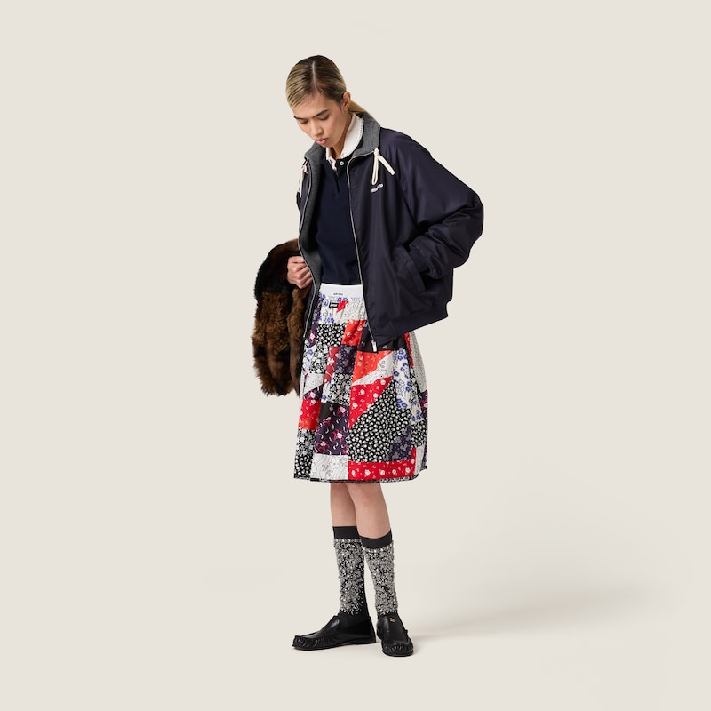 Technical gazar and fleece bomber jacket