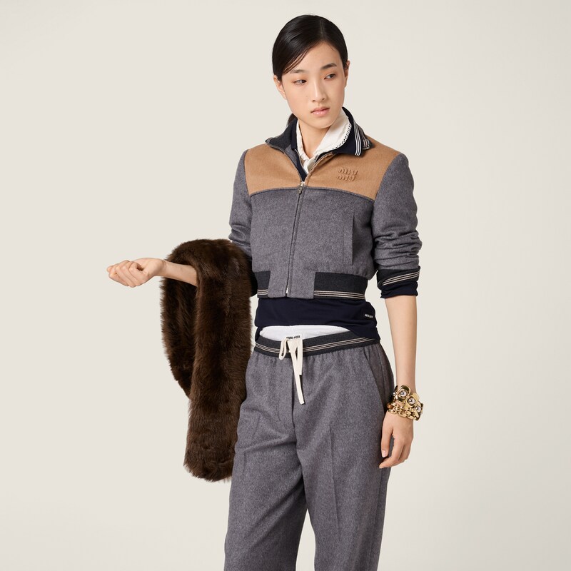 Velour blouson zipper jacket