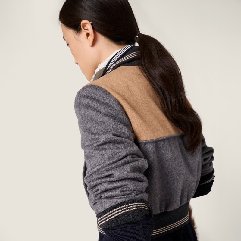 Velour blouson zipper jacket