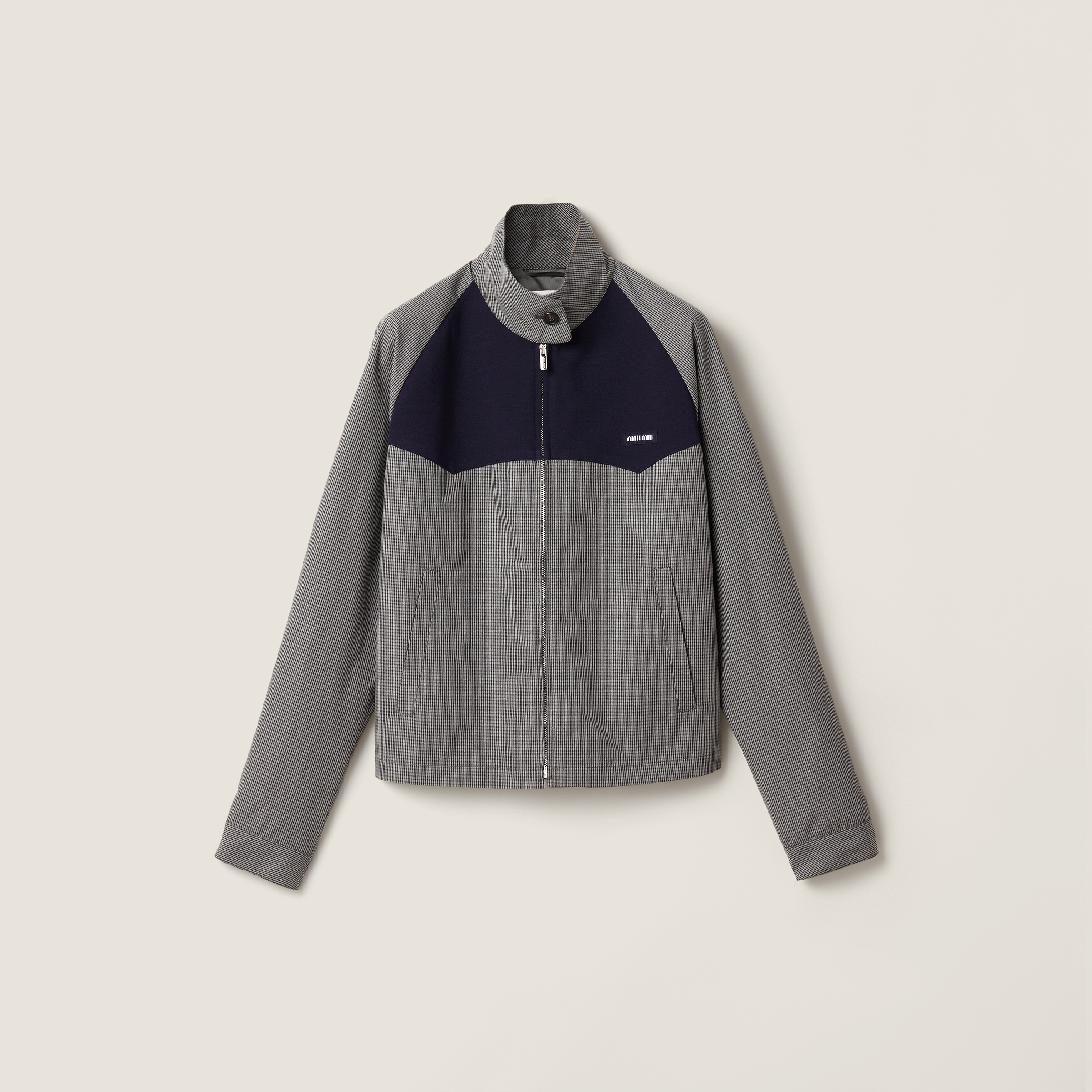Gingham check blouson jacket