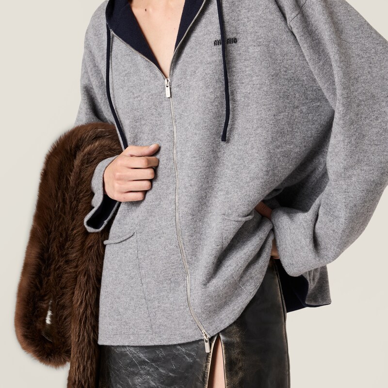 Cashmere cardigan hoodie