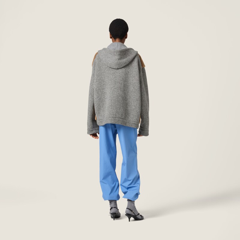 Wool, cashmere and shearling zipper blouson jacket