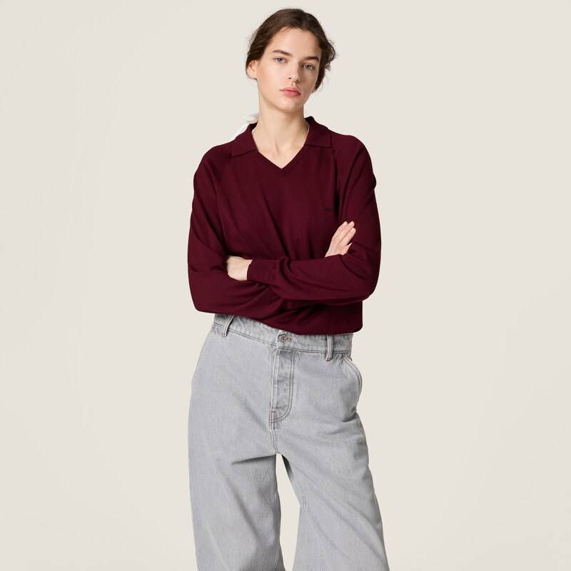 Wool polo sweater