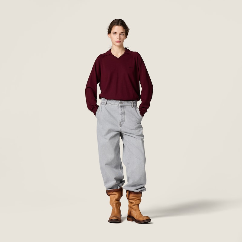 Wool polo sweater