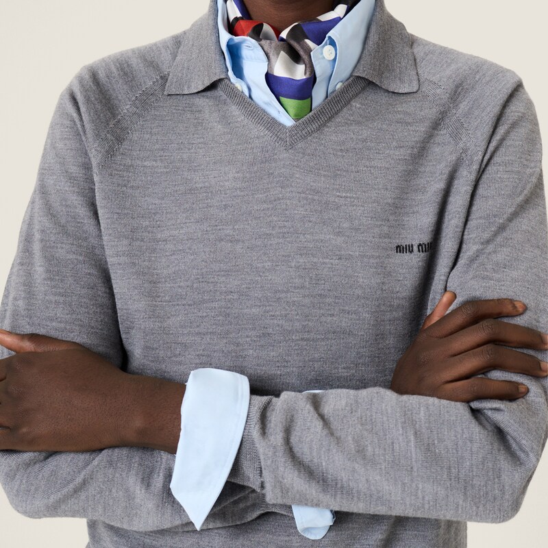 Wool polo sweater