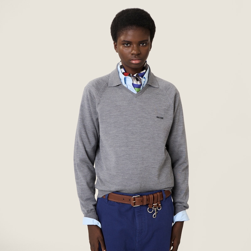 Wool polo sweater