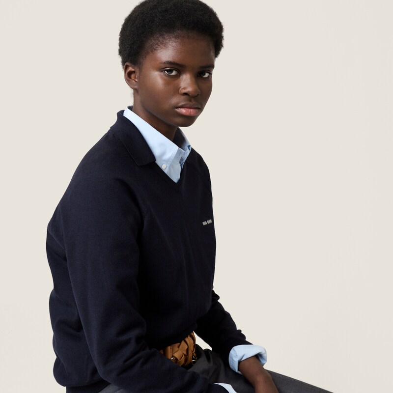 Wool polo sweater