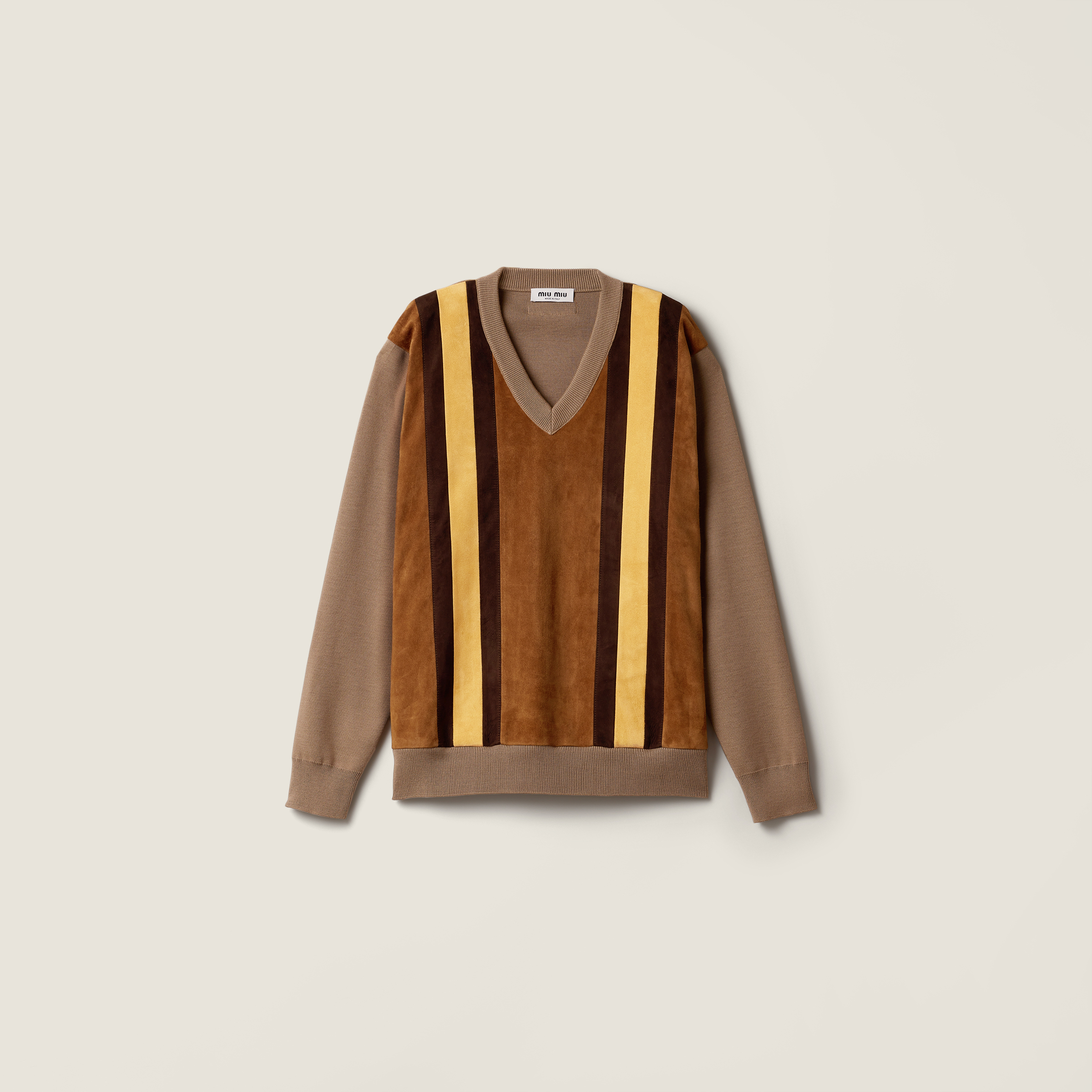 Wool and suede sweater