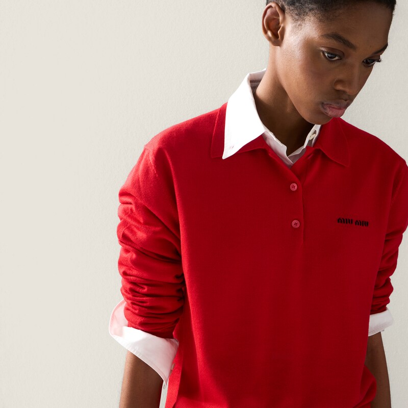 Wool knit polo shirt