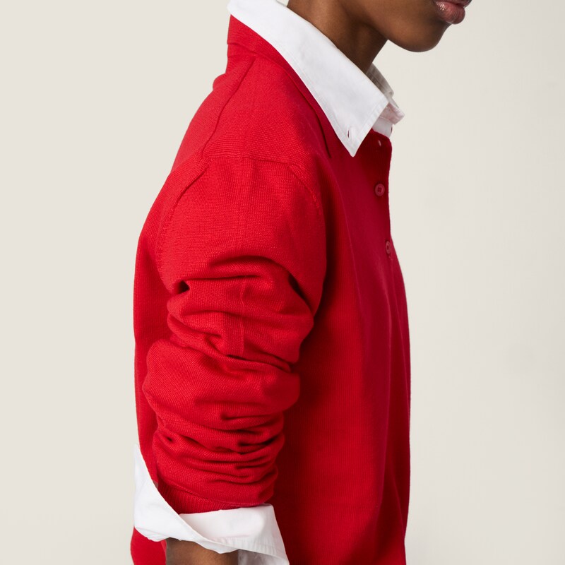Wool knit polo shirt